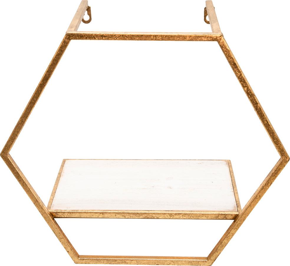 Sagebrook Home Wall Shelves & Ledges - S/3 Metal/Wood Hexagon Wall Shelves, Gold