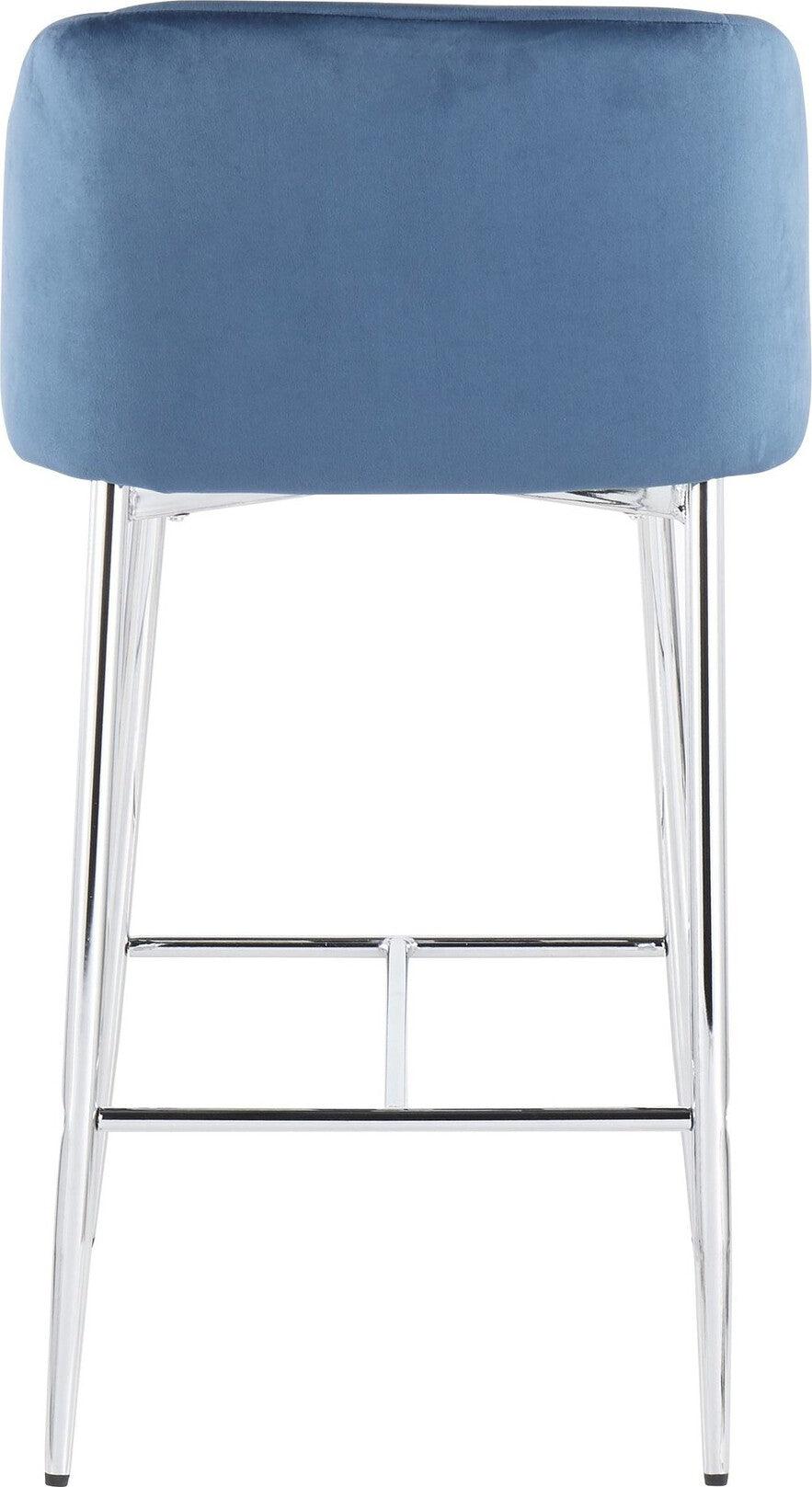 Lumisource Barstools - Fran Counter Stool Chrome & Blue (Set of 2)