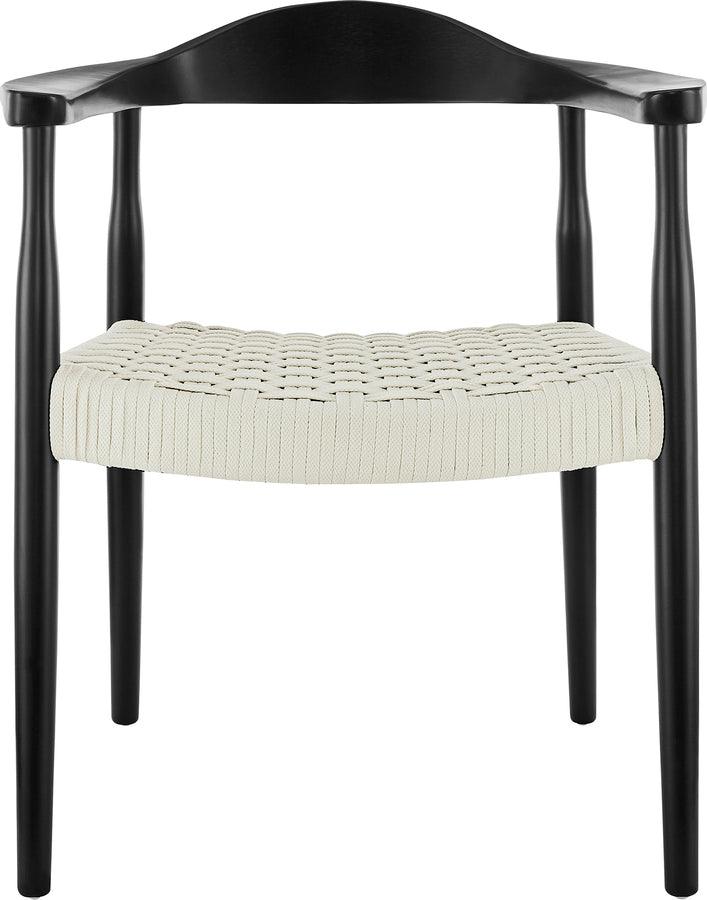 Euro Style Dining Chairs - Hannu Armchair in Matte Black with White Seat Rope