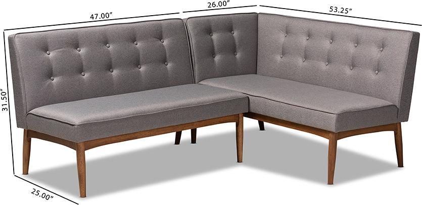 Wholesale Interiors Benches - Arvid Gray 2-Piece Wood Dining Nook Banquette Set