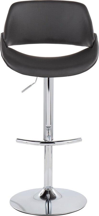 Lumisource Barstools - Fabrico Adjustable Bar Stool In Chrome With Rounded T Footrest & Grey Faux Leather (Set of 2)