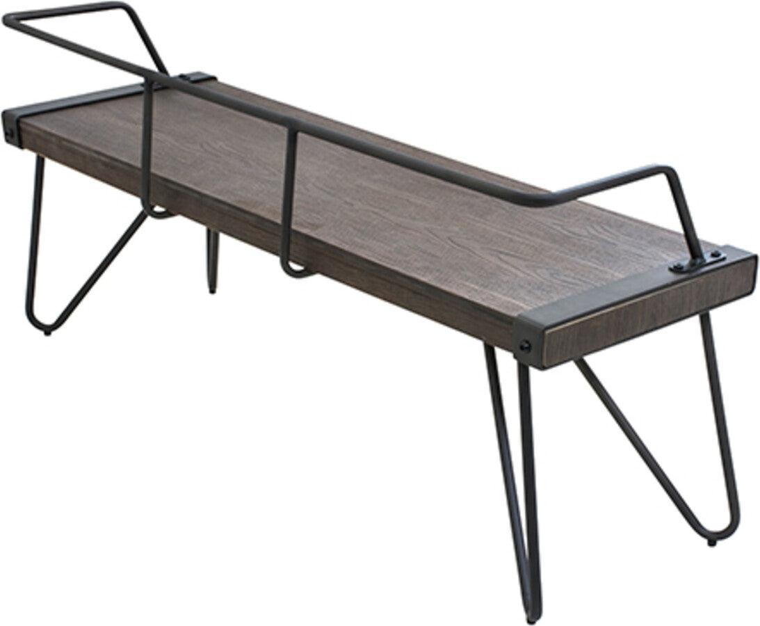 Lumisource Benches - Stefani Industrial Bench in Antique and Walnut