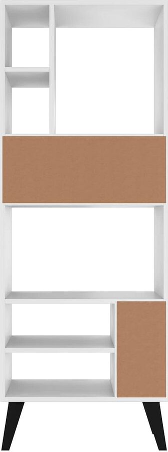Manhattan Comfort Bookcases & Display Units - Warren Tall Bookcase 1.0 with 8 Shelves in White with Black Feet