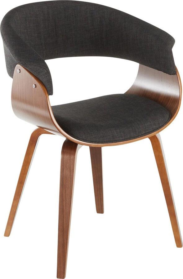 Lumisource Dining Chairs - Vintage Mod Mid-Century Modern Dining/Accent Chair in Walnut and Charcoal Fabric