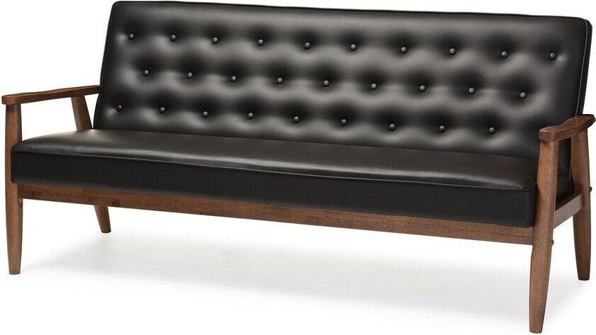 Wholesale Interiors Sofas & Couches - Sorrento 3-Seater Sofa Black & Dark Walnut