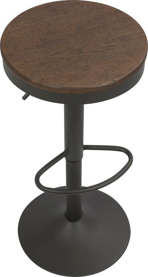 Lumisource Barstools - Dakota Industrial Adjustable Barstool in Brown and Grey - Set of 2
