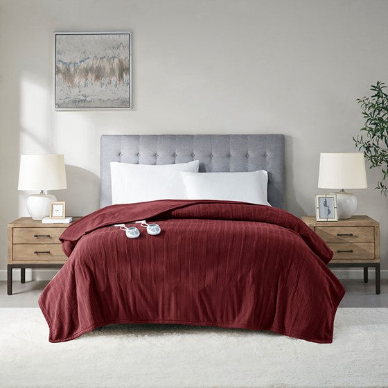 Olliix.com Heated Blankets - Heated Blanket Burgundy King