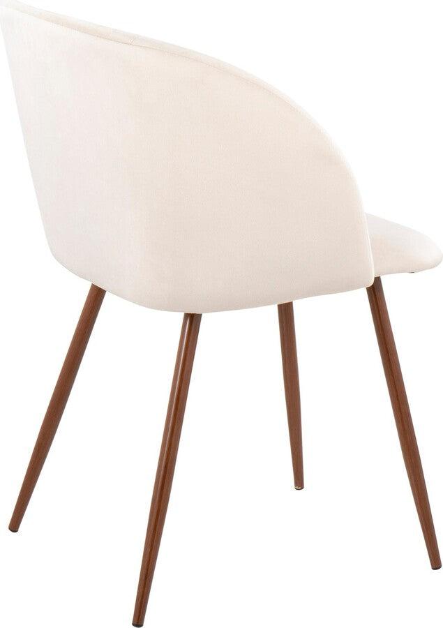 Lumisource Dining Chairs - Fran Contemporary Dining/Accent Chair In Walnut With Cream Velvet (Set of 2)