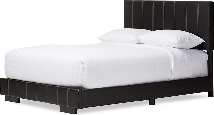 Wholesale Interiors Beds - Atlas Modern And Contemporary Black Faux Leather Full Size Platform Bed
