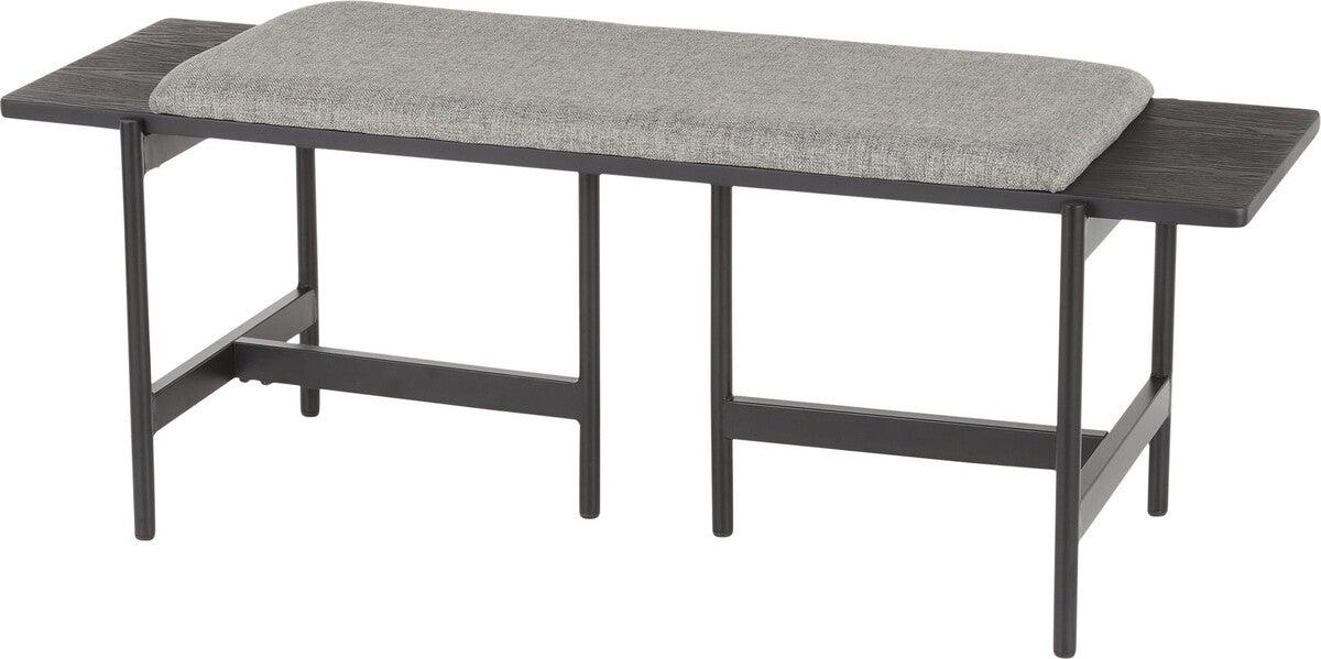 Lumisource Benches - Chloe Contemporary Bench in Black Metal and Grey Fabric with Black Wood Accents