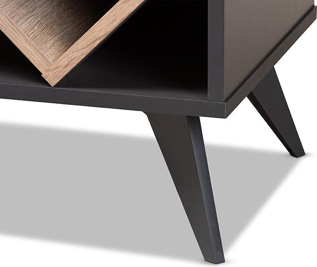 Wholesale Interiors Bar Units & Wine Cabinets - Savino Modern and Oak Finished Wood Wine Cabinet Dark Grey & Oak Brown