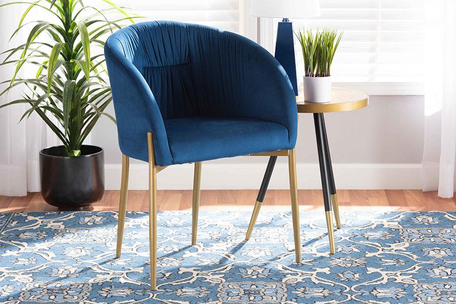Wholesale Interiors Dining Chairs - Ballard Glamour Dining Chair Navy Blue & Gold