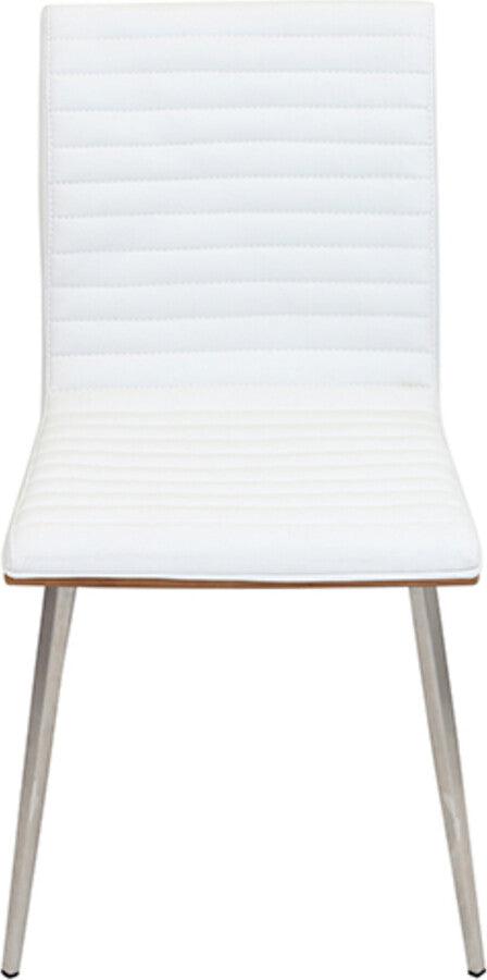 Lumisource Dining Chairs - Mason Dining Chair with Swivel Stainless Steel, Walnut & White Set of 2