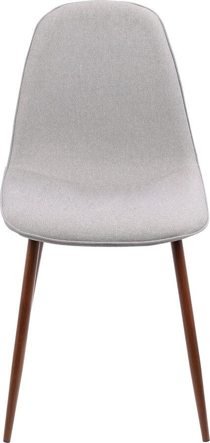 Lumisource Dining Chairs - Pebble Mid-Century Modern Dining/Accent Chair in Walnut and Grey Fabric - Set of 3