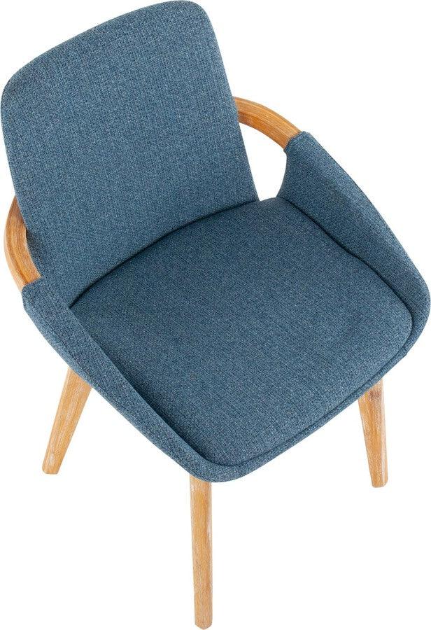 Lumisource Accent Chairs - Cosmo Mid-Century Chair In Natural Bamboo & Blue Fabric