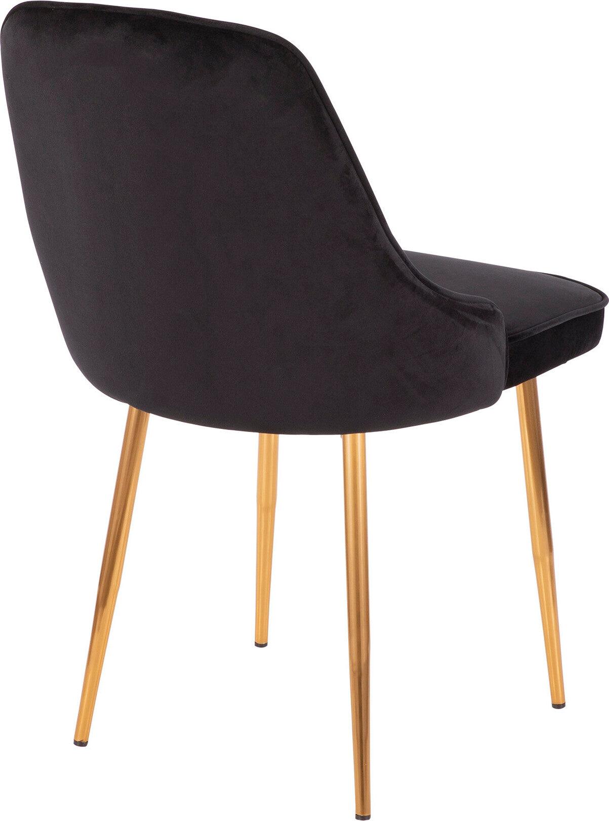 Lumisource Dining Chairs - Marcel Contemporary Dining Chair with Gold Frame and Black Velvet Fabric (Set of 2)