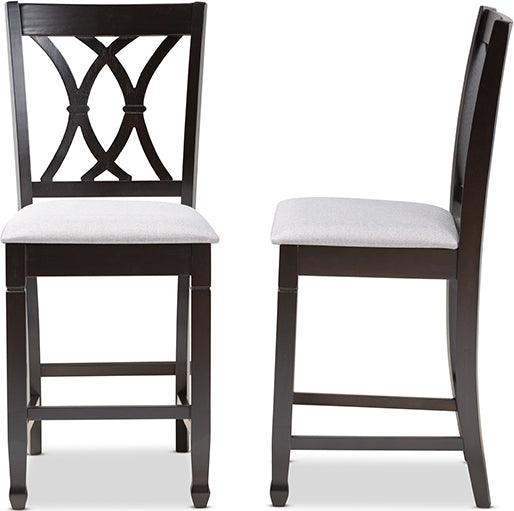 Wholesale Interiors Barstools - Reneau Gray Fabric Upholstered Espresso Brown Finished Wood Counter Height Pub Chair Set Of 2