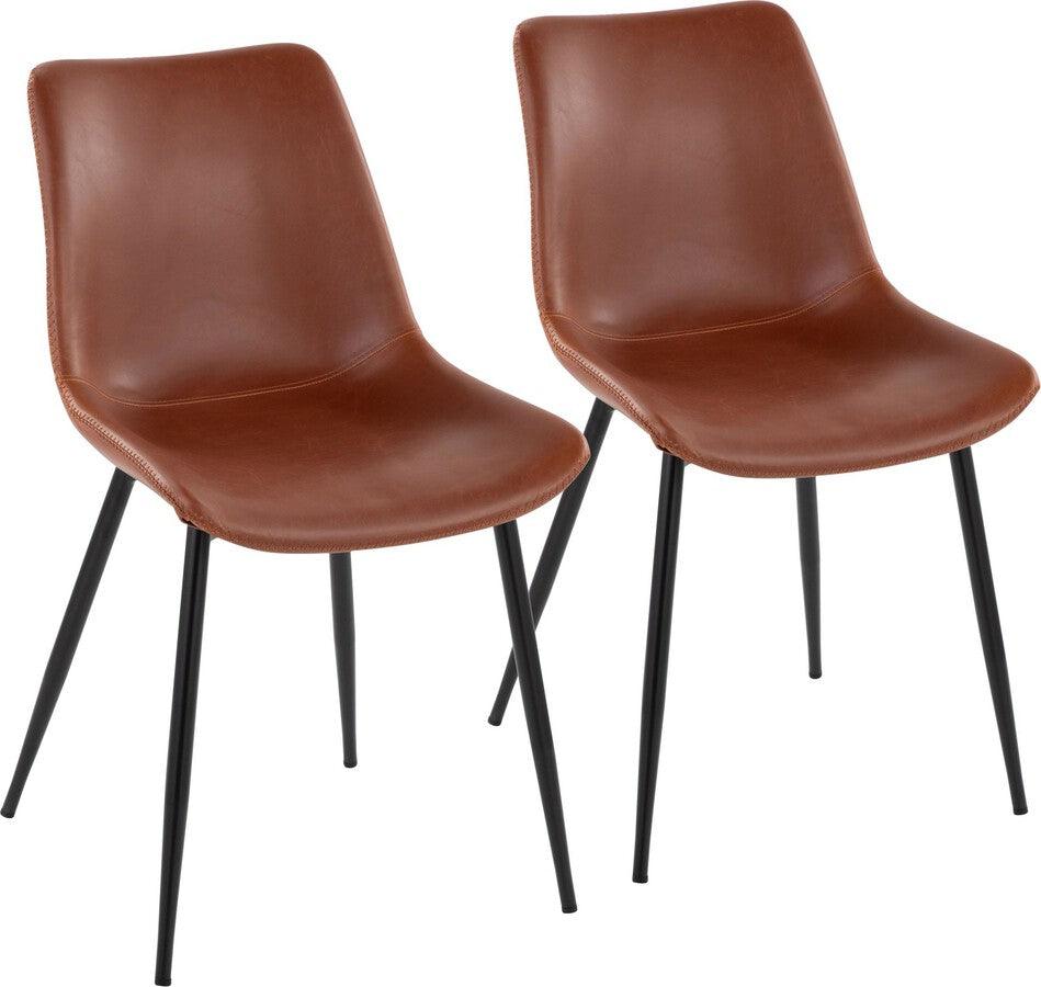 Lumisource Dining Chairs - Durango Contemporary Dining Chair In Black Metal With Cognac Faux Leather (Set of 2)