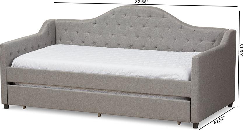 Wholesale Interiors Daybeds - Perry Modern and Contemporary Light Grey Fabric Daybed with Trundle