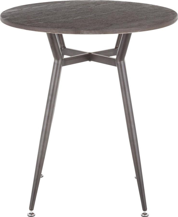 Lumisource Dining Tables - Clara Industrial Round Dinette Table in Antique Metal and Espresso Wood-Pressed Grain Bamboo