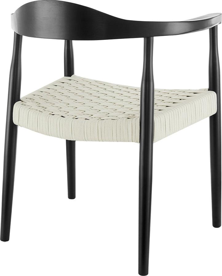 Euro Style Dining Chairs - Hannu Armchair in Matte Black with White Seat Rope
