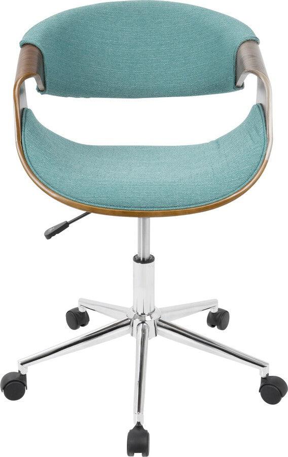 Lumisource Task Chairs - Curvo Mid-Century Modern Office Chair in Walnut and Teal
