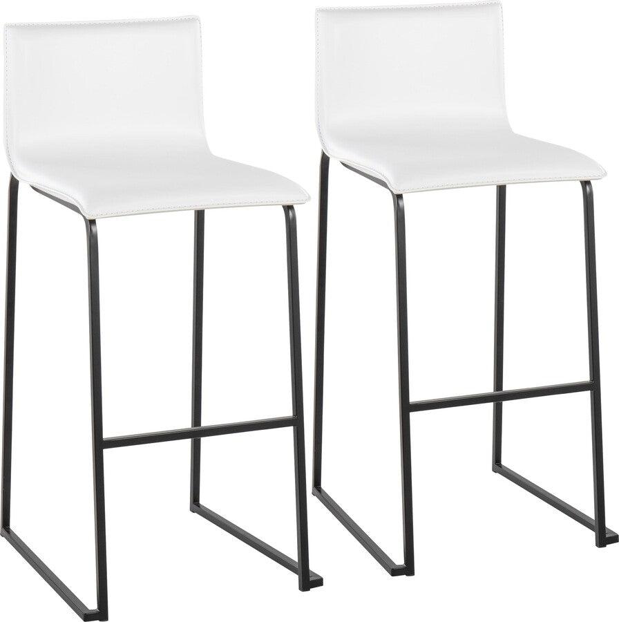 Lumisource Barstools - Mara Barstool In Black Steel & White Faux Leather (Set of 2)