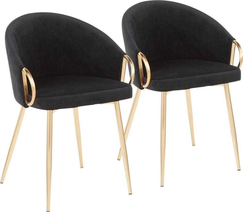 Lumisource Accent Chairs - Claire Contemporary/Glam Chair In Gold Metal & Black Velvet (Set of 2)