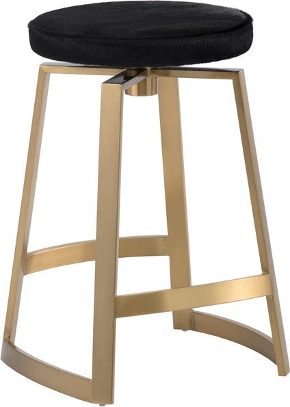 SUNPAN Barstools - Hendrix Swivel Counter Stool Black Cowhide