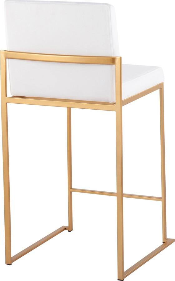 Lumisource Barstools - Fuji High Back Counter Stool In Gold Steel & White Velvet (Set of 2)