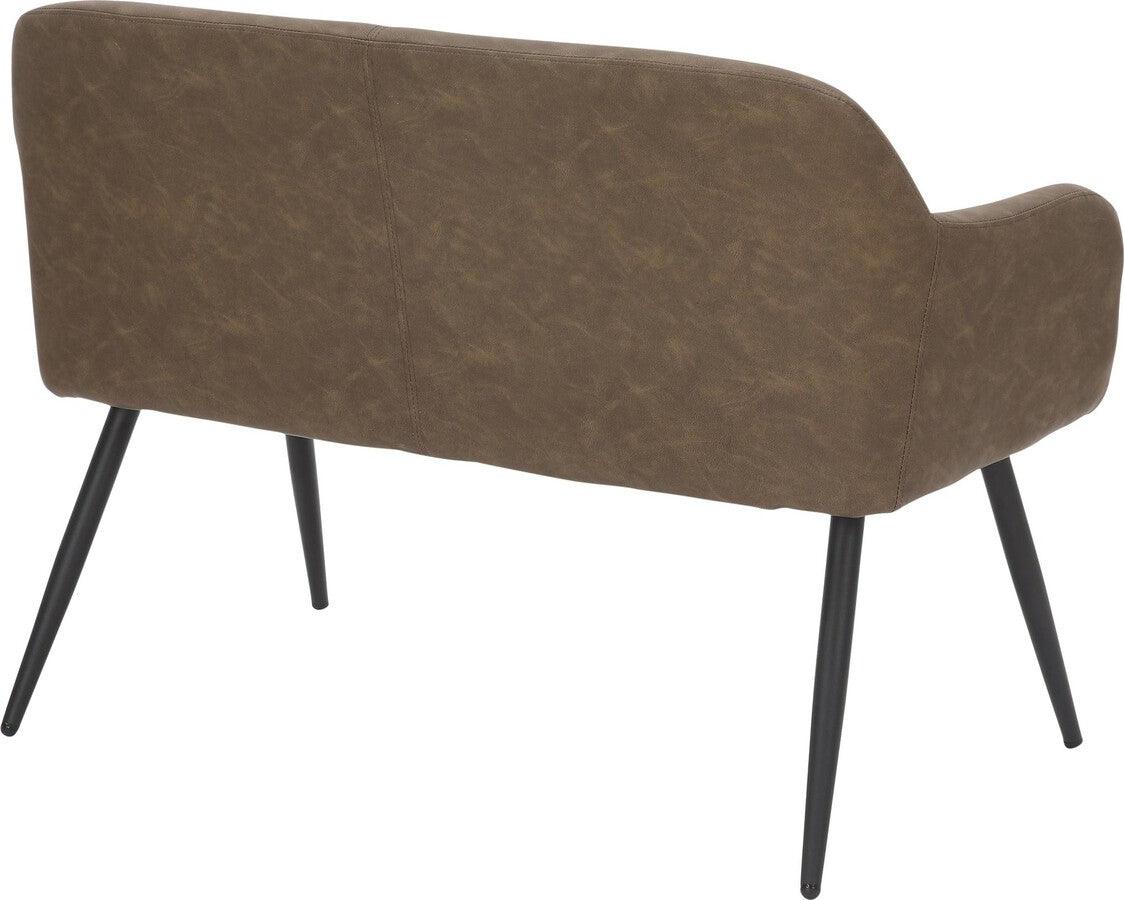 Lumisource Benches - Daniella Industrial High Back Bench In Black Metal & Espresso Faux Leather