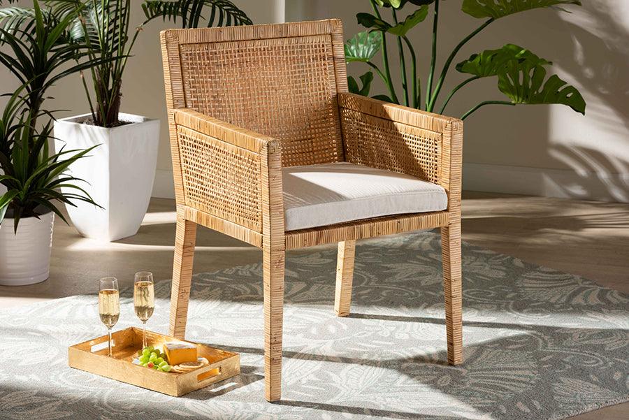 Wholesale Interiors Dining Chairs - Karis Modern and Contemporary Natural Finished Wood and Rattan Dining Chair