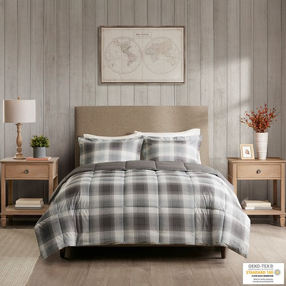 Olliix.com Comforters & Blankets - Softspun Down Alternative Comforter Mini Set Grey Full/Queen