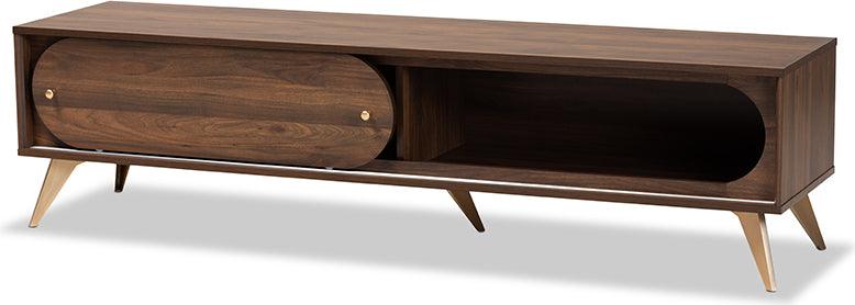 Wholesale Interiors TV & Media Units - Dena Walnut Brown Wood and Gold Finished TV Stand