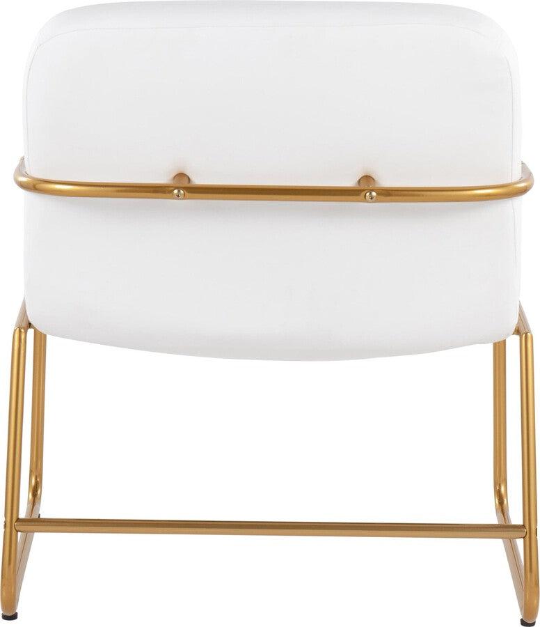 Lumisource Accent Chairs - Duke Contemporary Accent Chair In Gold Steel & White Faux Leather