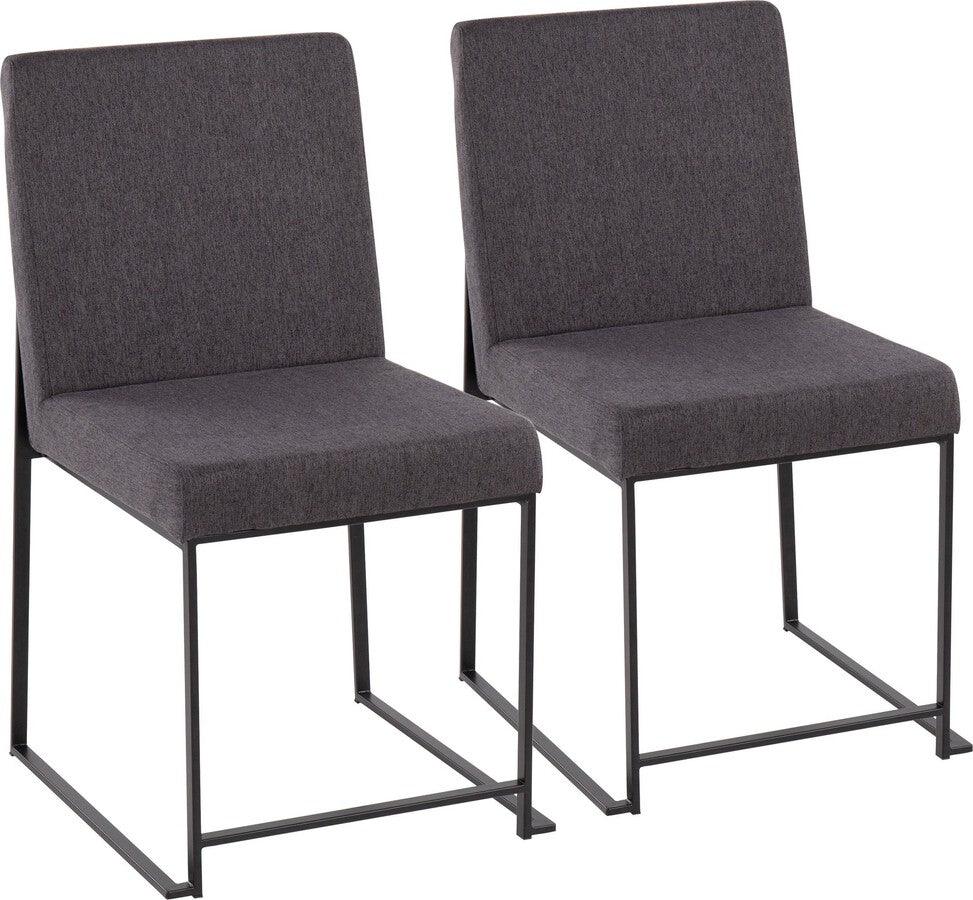 Lumisource Dining Chairs - High Back Fuji Contemporary Dining Chair In Black Steel & Charcoal Fabric (Set of 2)