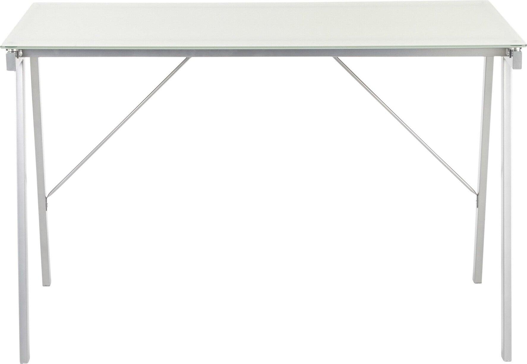 Lumisource Desks - Printed Office Desk White & Silver