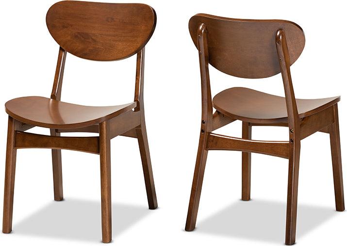Wholesale Interiors Dining Chairs - Katya Mid-Century Modern Walnut Brown Finished Wood 2-Piece Dining Chair Set