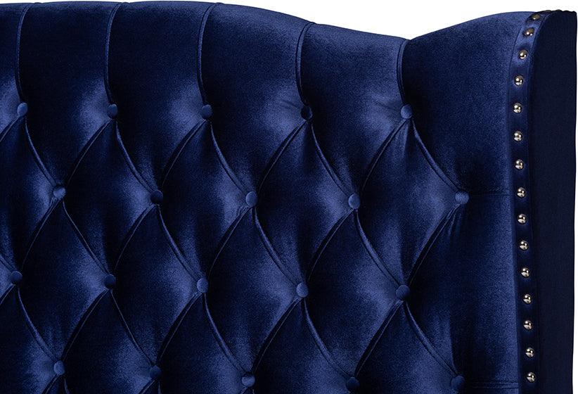 Wholesale Interiors Beds - Hanne King Bed Navy Blue