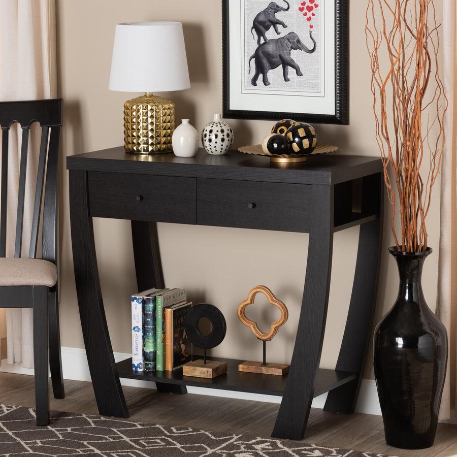 Wholesale Interiors Consoles - Capote Modern and Contemporary Espresso Brown Finished Wood 2-Drawer Console Table