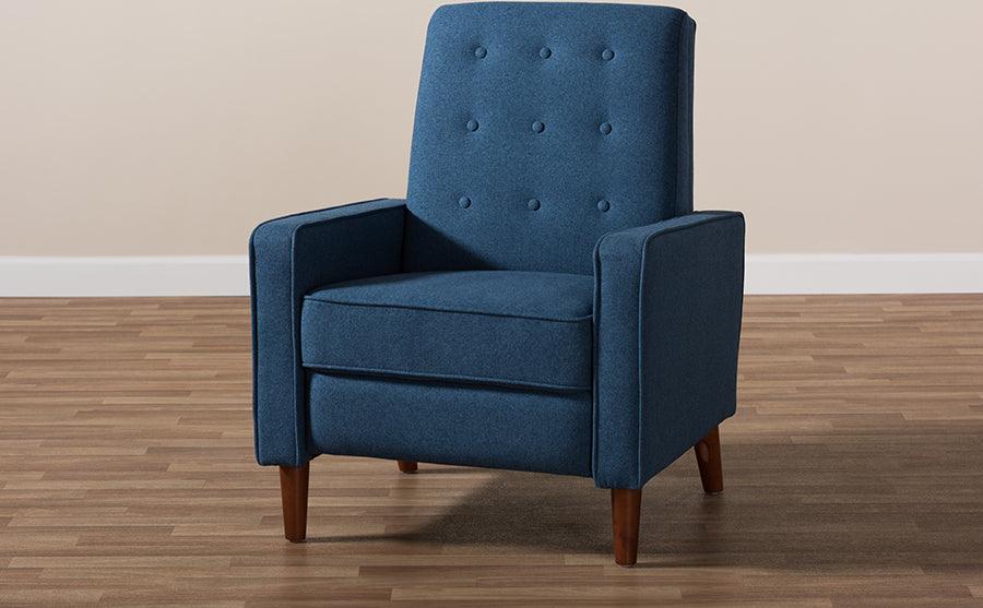 Wholesale Interiors Accent Chairs - Mathias Mid-century Modern Blue Fabric Upholstered Lounge Chair