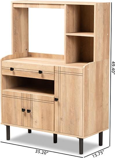 Wholesale Interiors Buffets & Sideboards - Patterson Modern and Contemporary Modern Oak Brown Finished Wood 3-Door Kitchen Storage Cabinet