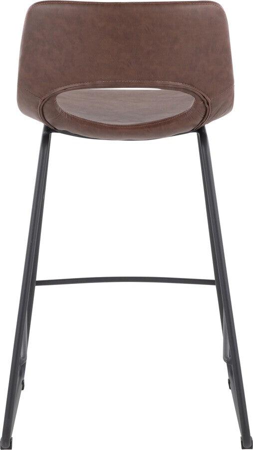 Lumisource Barstools - Robbi Counter Stool In Black Steel & Brown Faux Leather (Set of 2)