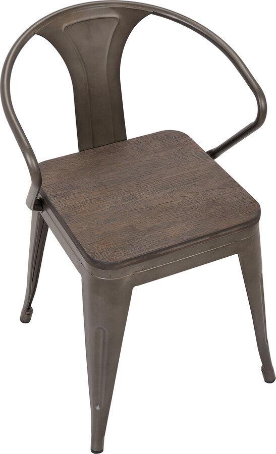 Lumisource Dining Chairs - Waco Industrial Chair in Vintage Antique Metal & Espresso Bamboo - Set of 2