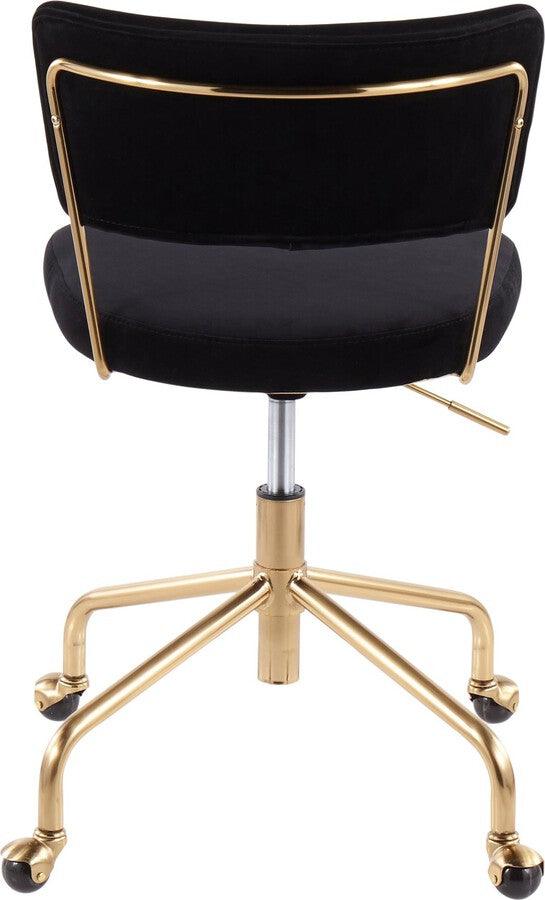 Lumisource Task Chairs - Tania Contemporary Task Chair in Gold Metal & Black Velvet