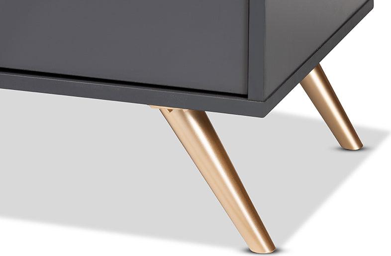 Wholesale Interiors Buffets & Sideboards - Kelson Dark Grey and Gold Finished Wood 2-Door Sideboard Buffet