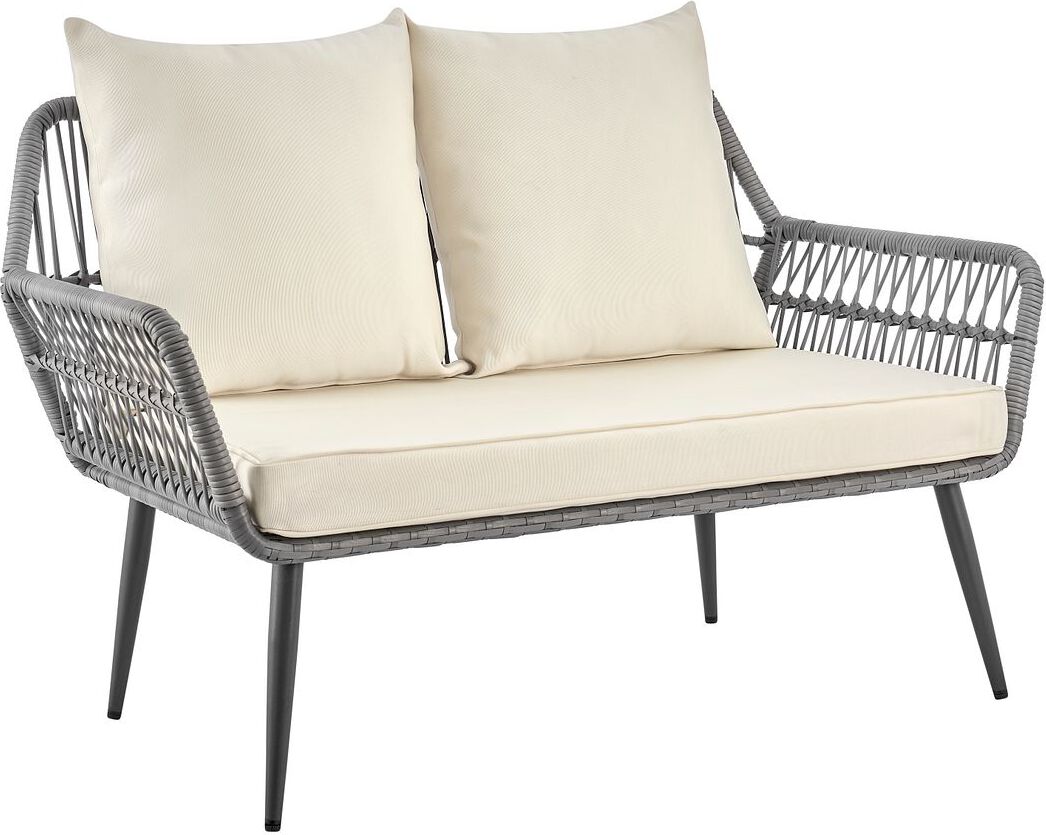 Manhattan Comfort Outdoor Conversation Sets - Portofino Patio 4- Person Conversation Set with Coffee Table with Cream Cushions