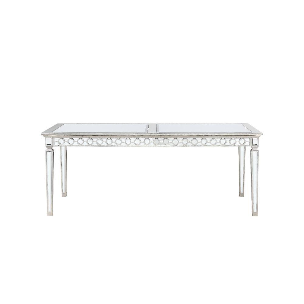 ACME Furniture Dining Tables - ACME Varian Dining Table (72"L), Mirrored & Antique Platinum