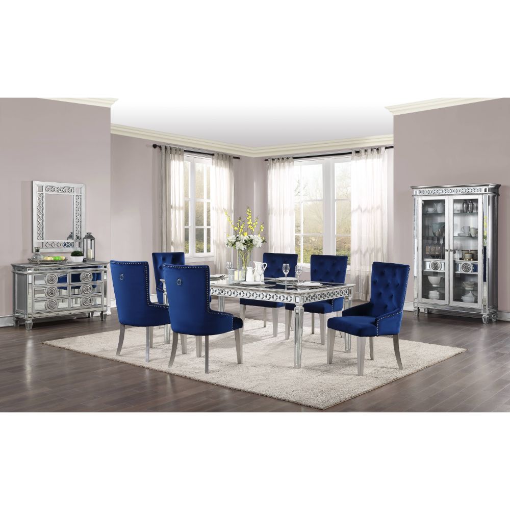 ACME Furniture Dining Tables - ACME Varian Dining Table (72"L), Mirrored & Antique Platinum