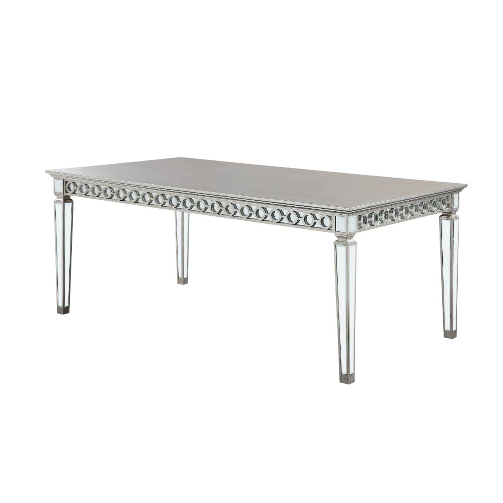 ACME Furniture Dining Tables - ACME Varian Dining Table (90"L), Mirrored & Antique Platinum